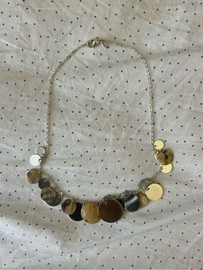 Gold and Silver Disc Charm Necklace - Women Jewelry